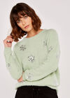 Sequin Snowflake Jumper, Mint, large