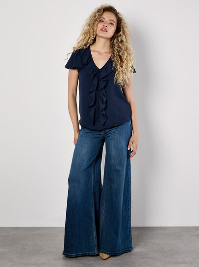 Ruffle Front Woven Top