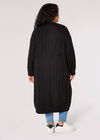 Curve Longline Cable Knit Cardigan , Black, large