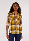 Check Brushed Jersey Shirt, Mustard, large