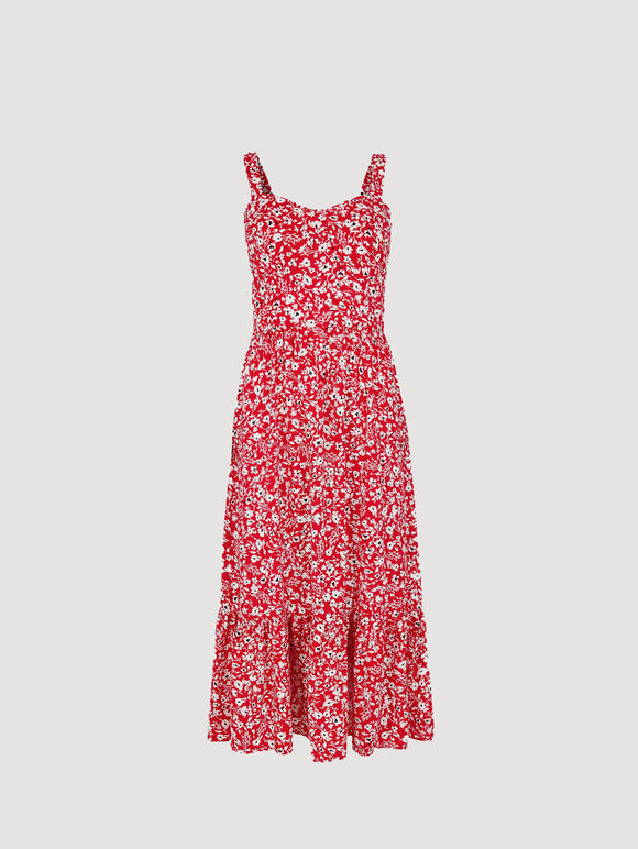 MONO LEAF STATEMENT WOVEN MIDI DRESS