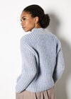 Mock Neck Soft Chunky Knit Jumper, Blue, large