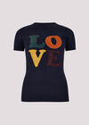 Love Knitted T-Shirt, Navy, large