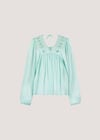 Dobby Bead Embellished Empire Top, Blue, large