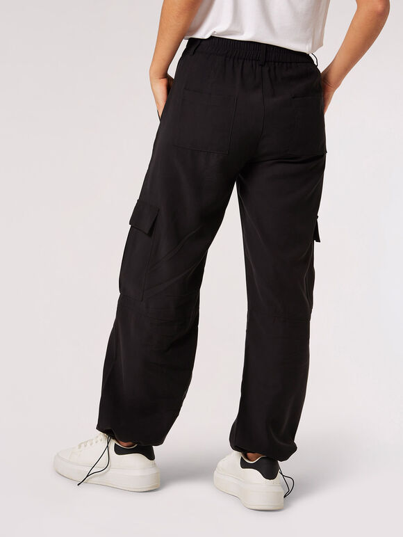 Soft Touch Twill Relaxed Cargo Trousers, Black, large