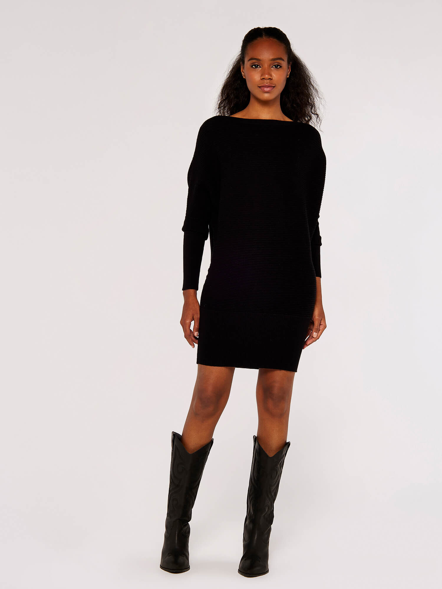 Black ribbed jumper dress online