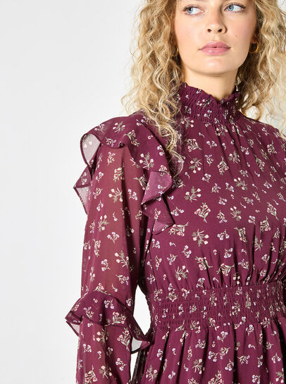 Ditsy Floral Chiffon Tiered Mini Dress