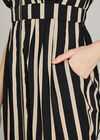 Black Stripe Crepe Maxi Dress, Black, large