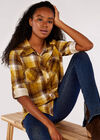 Check Brushed Jersey Shirt, Mustard, large