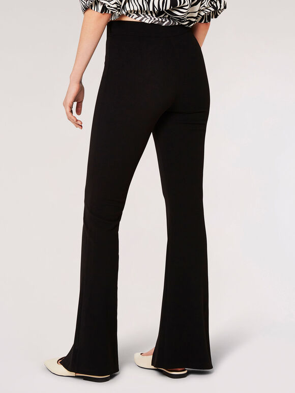 Jersey Crepe Split Hem Trousers, Black, large