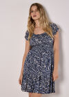 Paisley Milkmaid Mini Dress, Navy, large