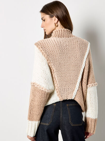 Colour Block Cable Chunky Knit Jumper
