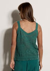 Floral Embroidery Crochet Cotton Top, Teal, large