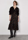 Floral Heart Midi Dress, Black, large