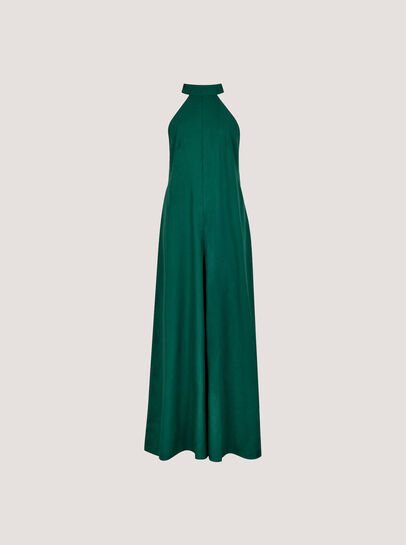 Halter Neck Wide-Leg Linen Blend Jumpsuit