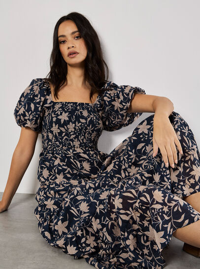 Sarasa Floral Tiered Midi Dress