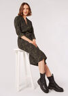 Texture Print Zip Midi Dress, Green, large