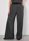Mini Dogtooth Soft Wide Leg Trousers, Dark Grey - Charcoal, large