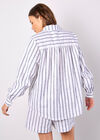 Striped Linen Shirt, Navy, large
