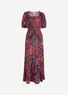 Boho Folk Print Maxi Dress, Purple, large