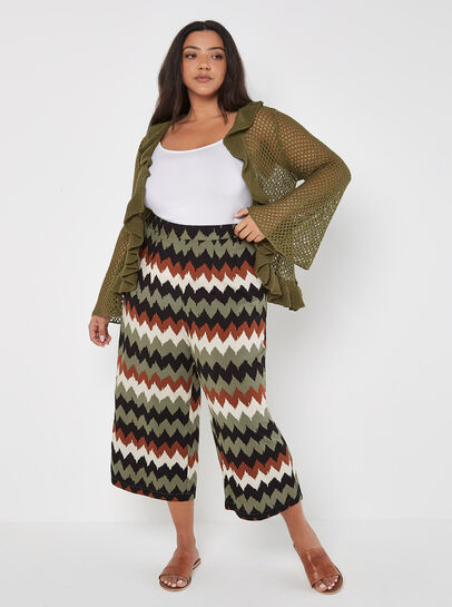 Curve Chevron High-Waist Culottes