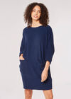 Ribbed Knit Cocoon Mini Dress, Navy, large