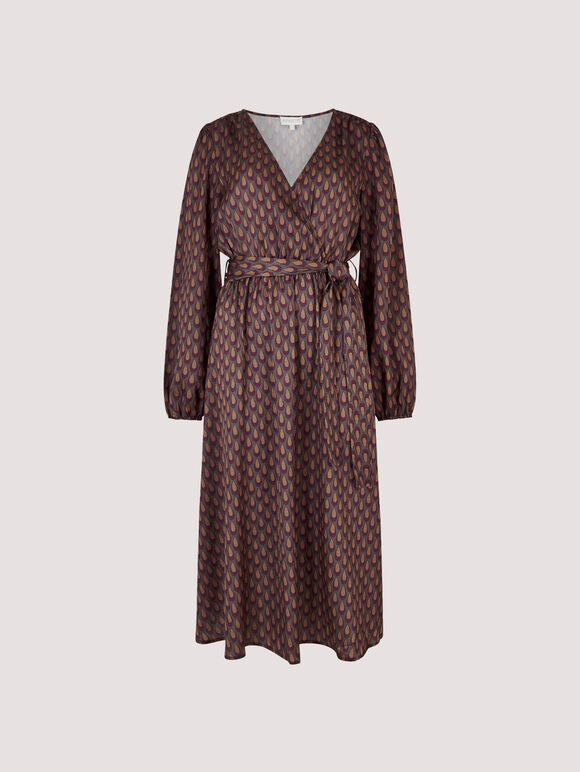 Teardrop Satin Midi Dress, Burgundy, large