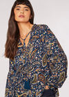 Paisley Boho Blouse, Navy, large
