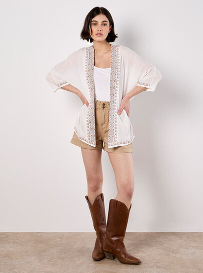 Embroidered Cover-Up Kimono