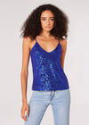 Sequin Camisole Top , Blue, large
