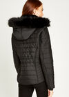 Fur Trim Puffer Jacket, Black, large