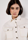 Cropped Cotton Denim Shirt, Cream, large