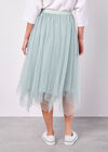 Pearl Embellished Tulle Midi Skirt, Mint, large