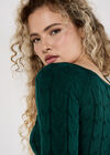 Cable Knit Cropped Jumper, Green, large