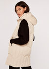 Hooded Zip Puffer Gilet, Stone, large