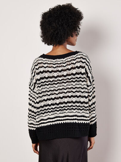 Pointelle Stripe Crochet Jumper