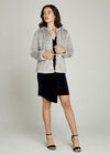 Faux Fur Short Crop Jacket, Light Grey / Silver, large