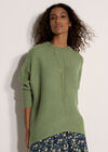 Chevron Knit Batwing Jumper, Green, large