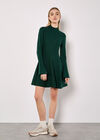 Bell Sleeve Knitted Skater Mini Dress, Green, large