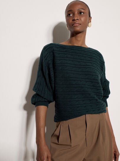 Cable Stripe Batwing Aran Jumper