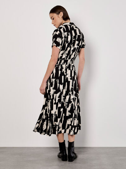 Brushstroke Squares Utility Midi Dress