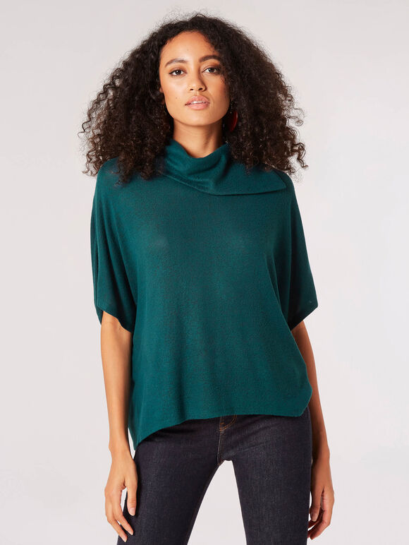 Asymmetric Neck Soft Touch Top, Green, large