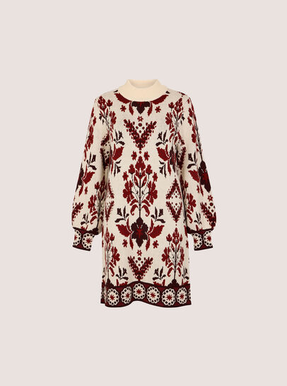 Folk Floral Mini Jumper Dress
