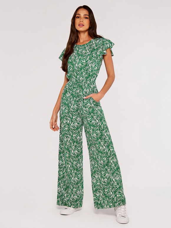 Brushstroke Weave Palazzo Jumpsuit, Green, large