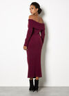 Fluffy Bardot Midaxi Dress, Burgundy, large