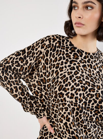 Ribbed Knit Leopard Jumper