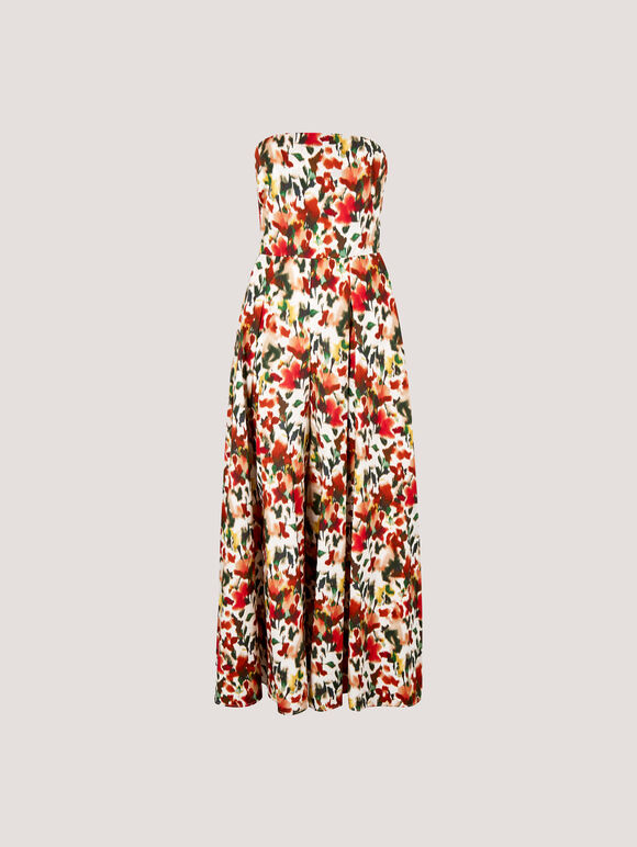 Floral Ikat Palazzo Jumpsuit, Red, large