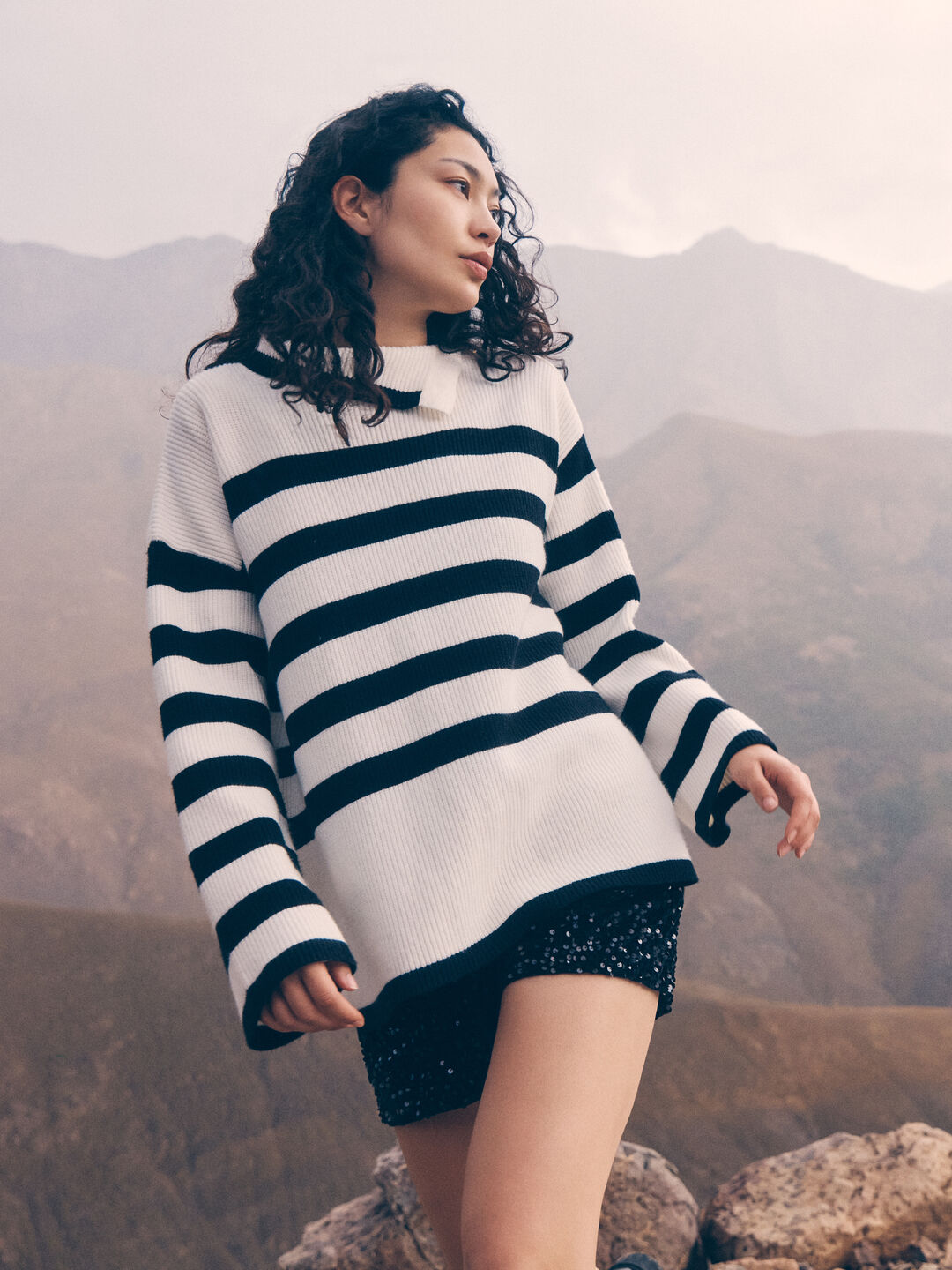 Button Detail Stripe Jumper
