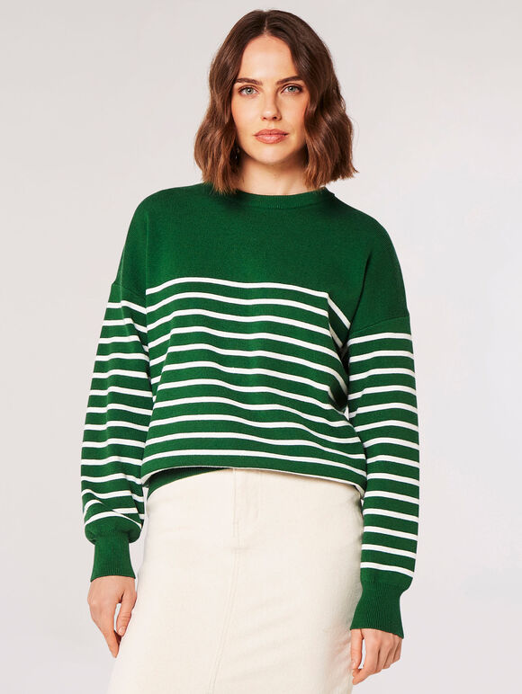 Classic Stripe Jumper, Green, large