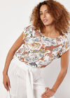 Graphic Animal Print Woven T-Shirt, Cream, large